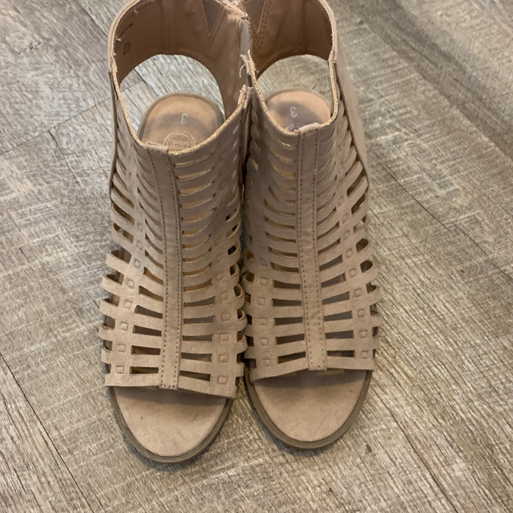 Gently used twice, dressy girls sandals with 1 inch heal